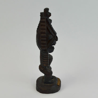 Vintage Hawaii KCCO LTD Tiki Figurine Wooden Carved 6.5"