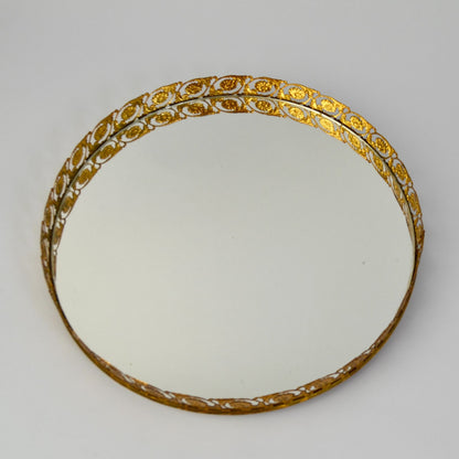 Vintage MCM Vanity Mirror Lazy Susan Gold