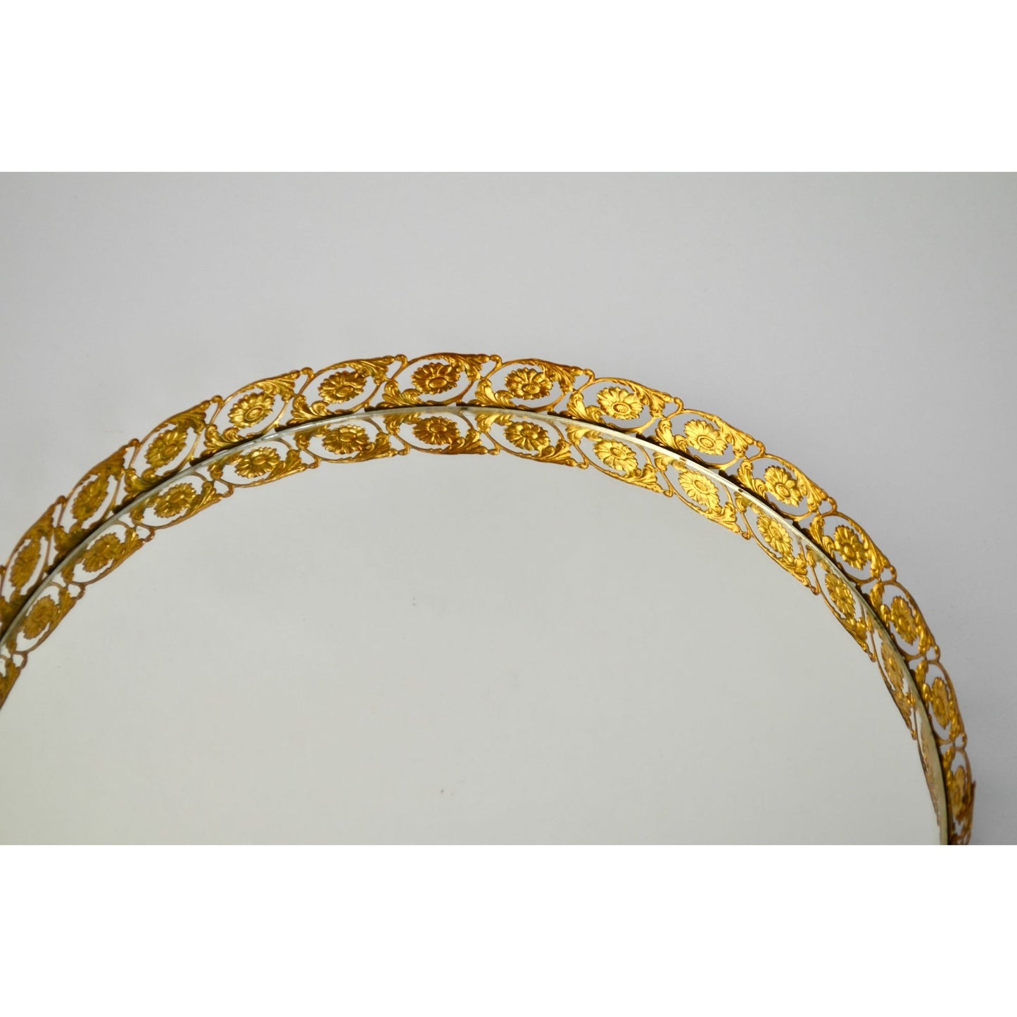 Vintage MCM Vanity Mirror Lazy Susan Gold