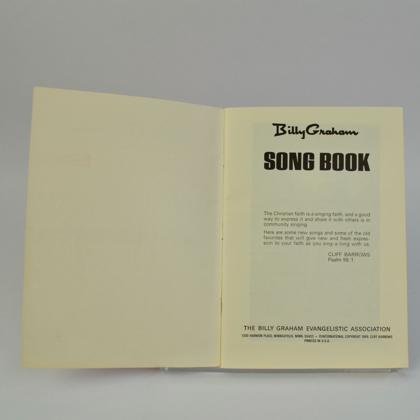 Billy Graham Crusade Songs Book Vintage Cliff Barrows