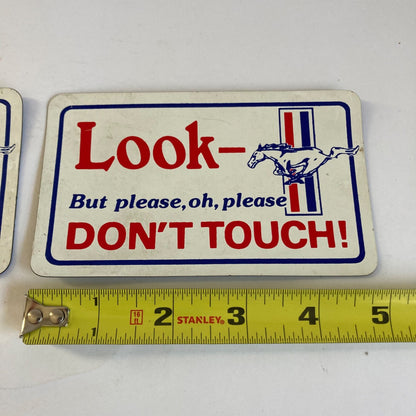 Pair of Ford Mustang Magnets "Look - But Please Oh Please Don't Touch!" Vintage