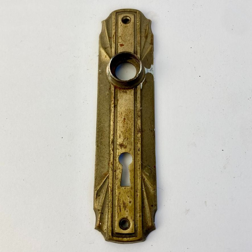 Antique Brass Door Knob Backplate Skeleton Keyhole Vintage 6"