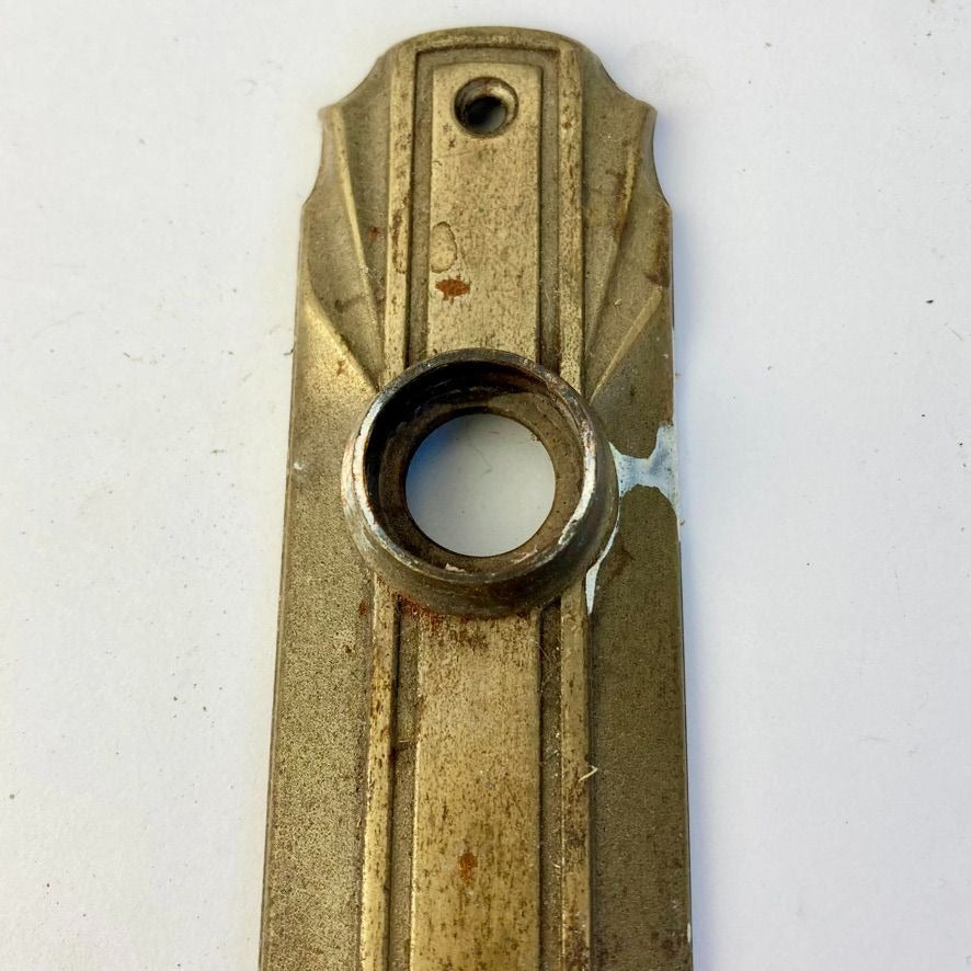 Antique Brass Door Knob Backplate Skeleton Keyhole Vintage 6"