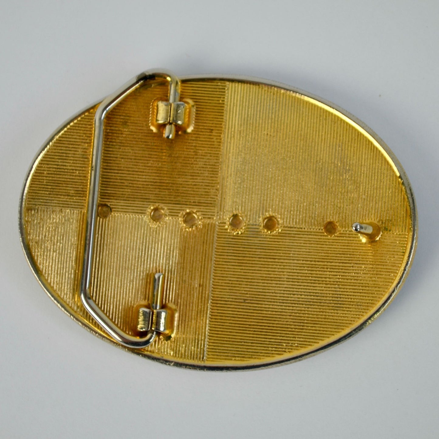 White Tractor Floral Gold Black Detail Belt Buckle Vintage