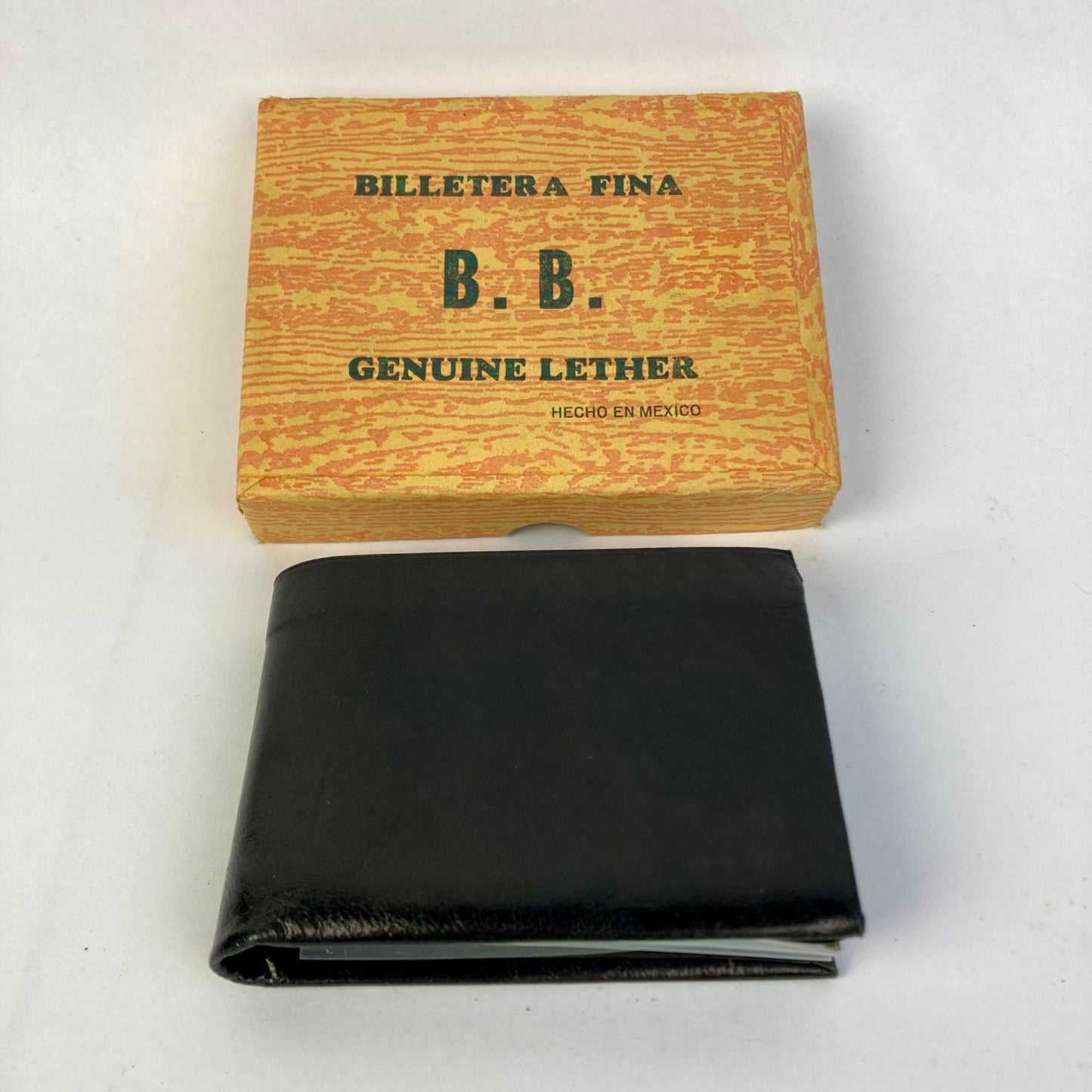 Vintage Black Leather Wallet Made in Mexico w/ Original Box No. 53