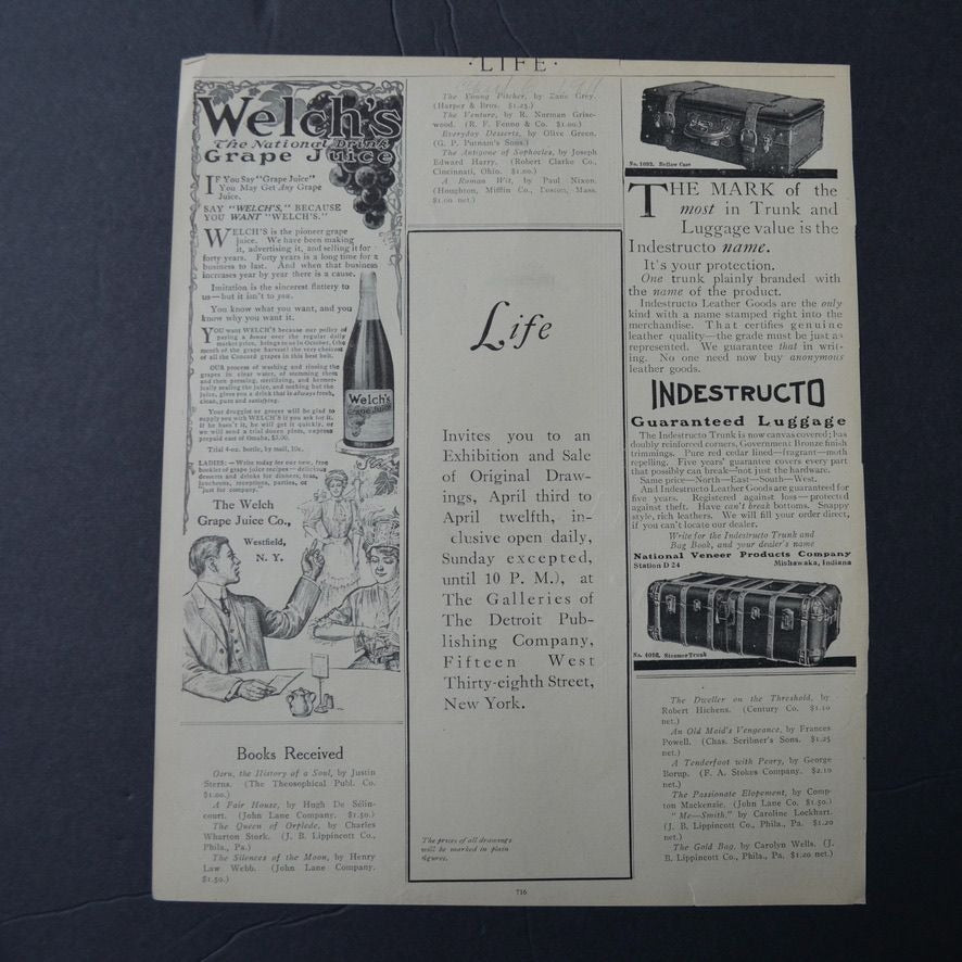 Antique 1911 Life Magazine Ad: Nordyke & Marmon Co. & Welch's Grape Juice