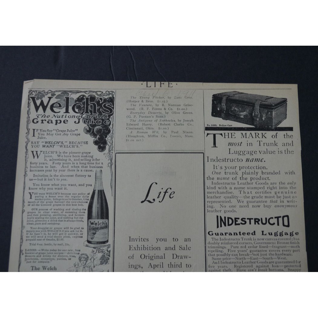 Antique 1911 Life Magazine Ad: Nordyke & Marmon Co. & Welch's Grape Juice