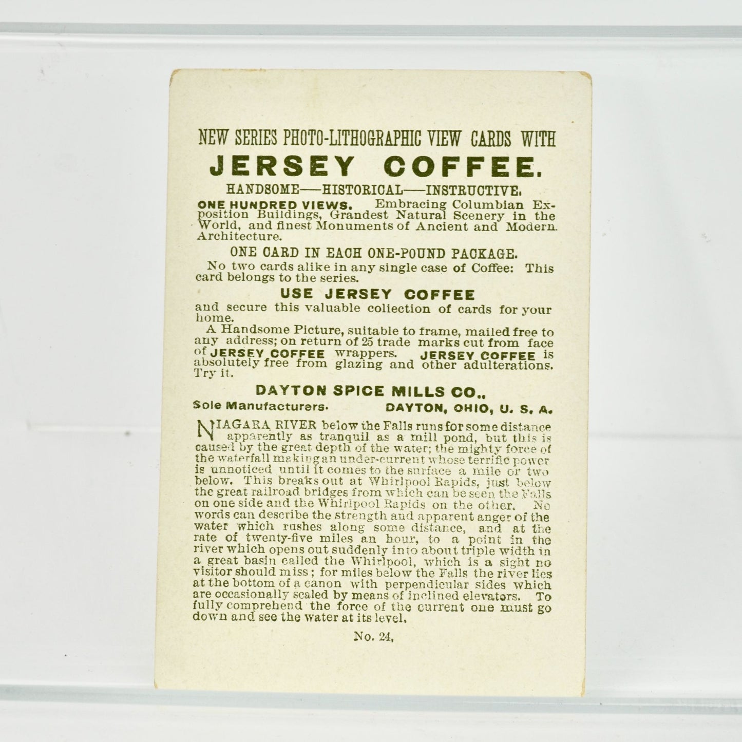 Antique Jersey Coffee Niagara Falls Trading Trade Card