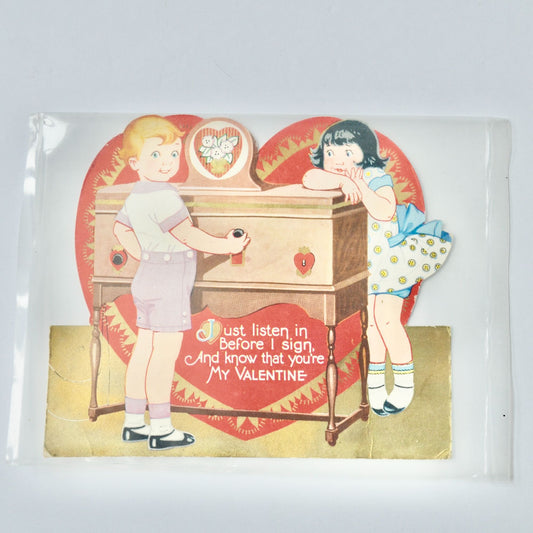 Vintage Valentine Card Just Listen in And Know That You're My