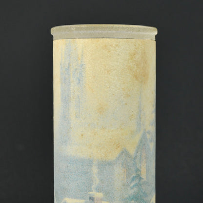 Vintage Sugar Frosted Vintage Pillar Candle Holder Glass 9"