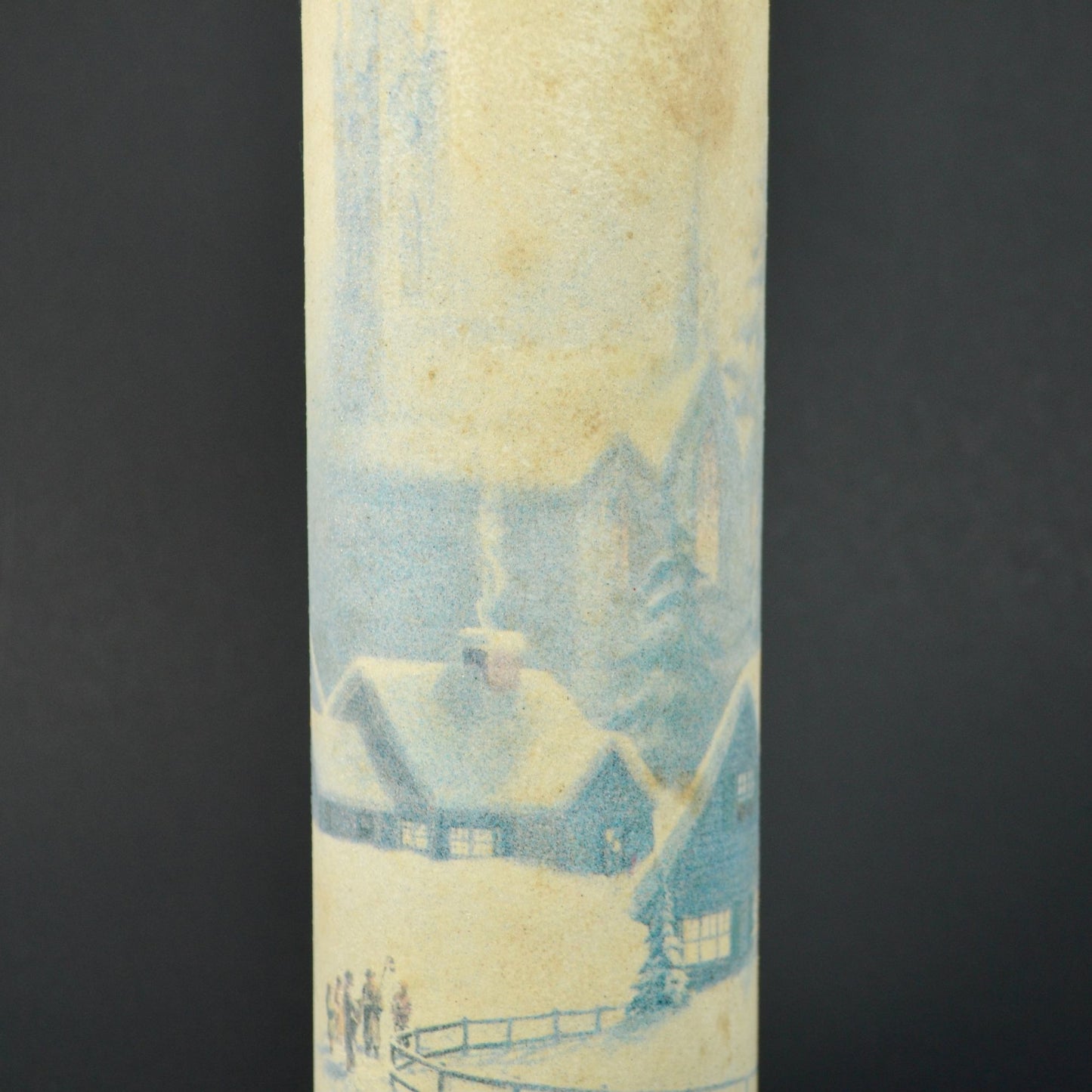 Vintage Sugar Frosted Vintage Pillar Candle Holder Glass 9"