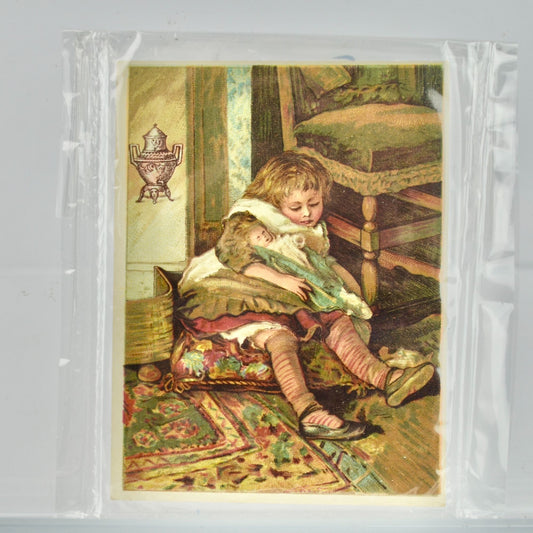 Dilworth's Coffee Antique Trading Trade Card Sleeping Girl Doll