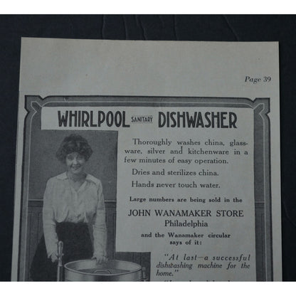 1914 Whirlpool Sanitary Dishwasher Ad July Antique