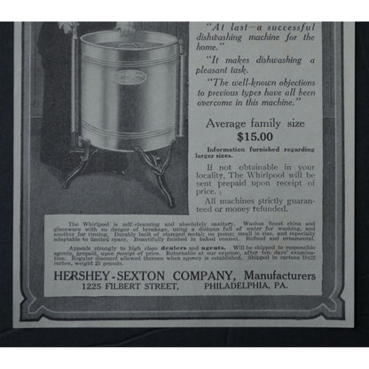 1914 Whirlpool Sanitary Dishwasher Ad July Antique
