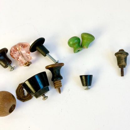 Lot Vintage Drawer Pulls Antique Hardware Knobs Pink Glass Wood Porcelain Copper