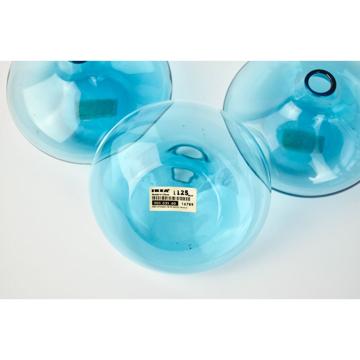 Ikea Modernist Salong Vase Handblown Glass Blue Set of 3