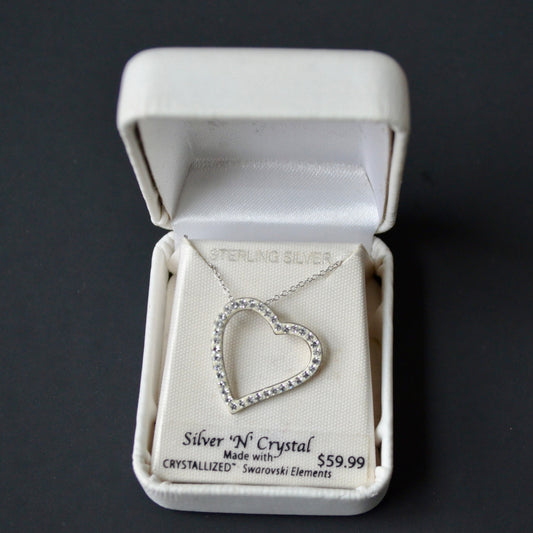 Silver 'N' Crystal Sterling Heart Necklace New