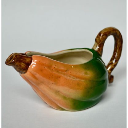 Vintage Russ Berrie Gourd shaped Ceramic Creamer Gravy Boat Fall Thanksgiving