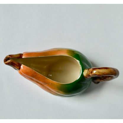 Vintage Russ Berrie Gourd shaped Ceramic Creamer Gravy Boat Fall Thanksgiving