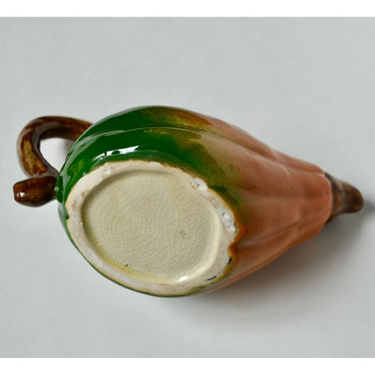 Vintage Russ Berrie Gourd shaped Ceramic Creamer Gravy Boat Fall Thanksgiving