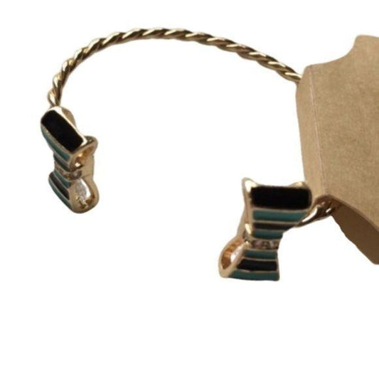 Wallflower Teal & Gold Open Twist Bow Bangle New