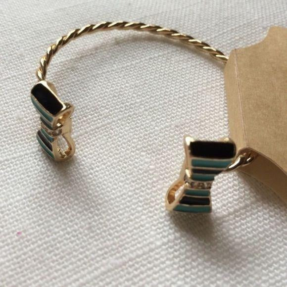 Wallflower Teal & Gold Open Twist Bow Bangle New