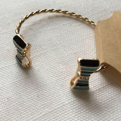 Wallflower Teal & Gold Open Twist Bow Bangle New