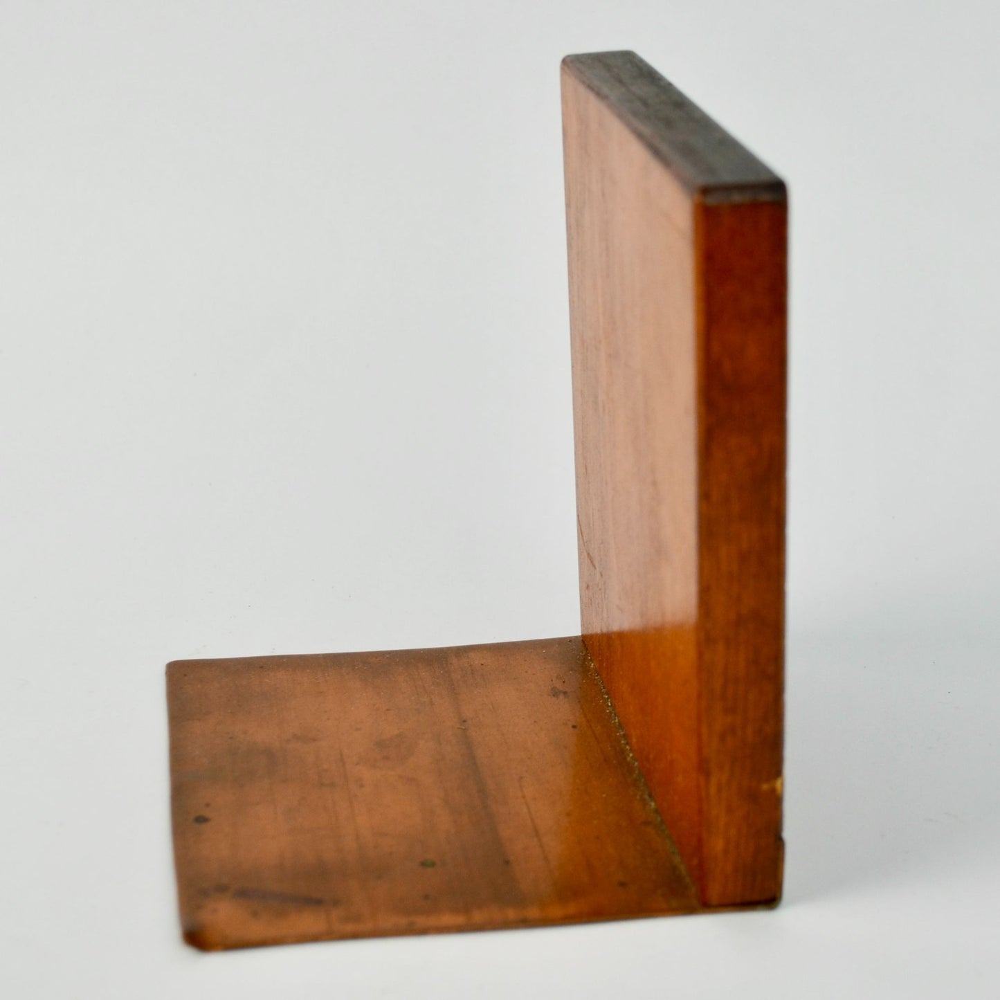 Vintage Solid Wood & Copper Carved Bookend Single