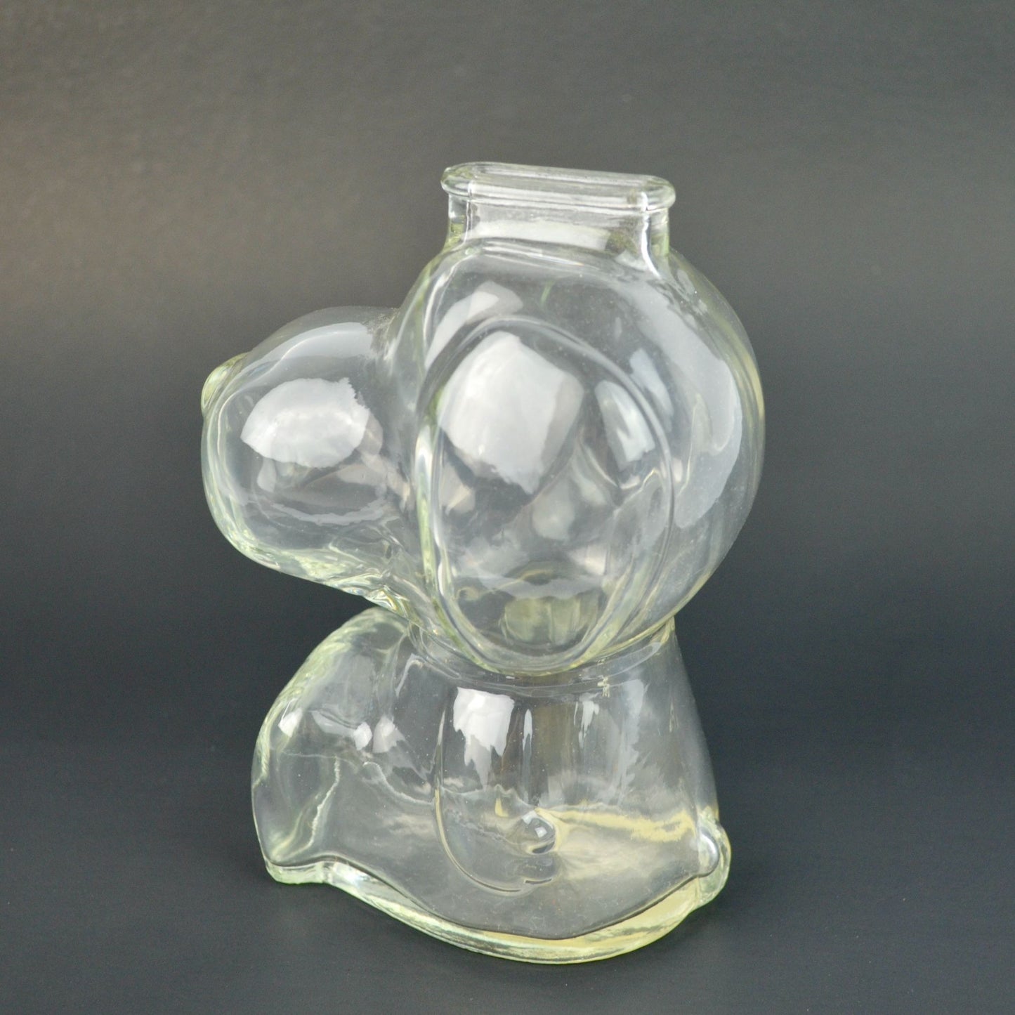 Vintage Clear Glass Snoopy Bank