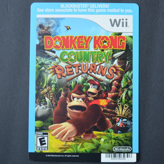 Blockbuster Backer Card Wii Donkey Kong Country Returns NO DISC