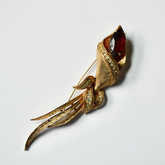 Sarah Coventry High Fashion Calla Lily Brooch Gold Vintage