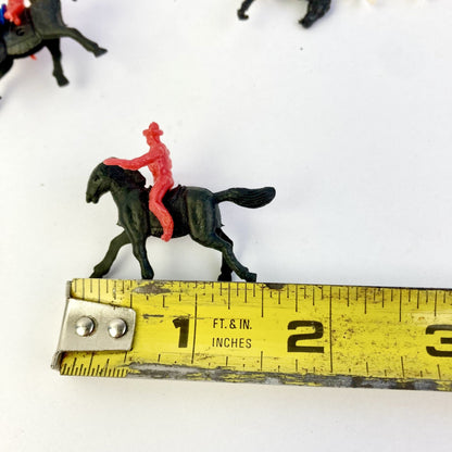 Vintage Lot Plastic Cowboys & Indians Riding Horses Hong Kong Toys