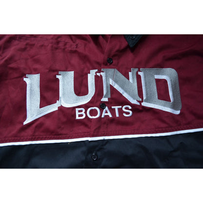 Vintage Lund Boats Embroidered Long-Sleeve Shirt Men's XXL Button-Up Maroon