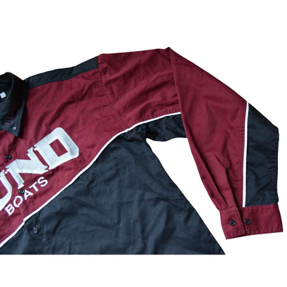 Vintage Lund Boats Embroidered Long-Sleeve Shirt Men's XXL Button-Up Maroon