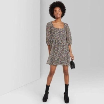 NEW Wild Fable Gray Floral Mini Dress