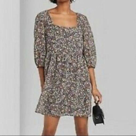 NEW Wild Fable Gray Floral Mini Dress