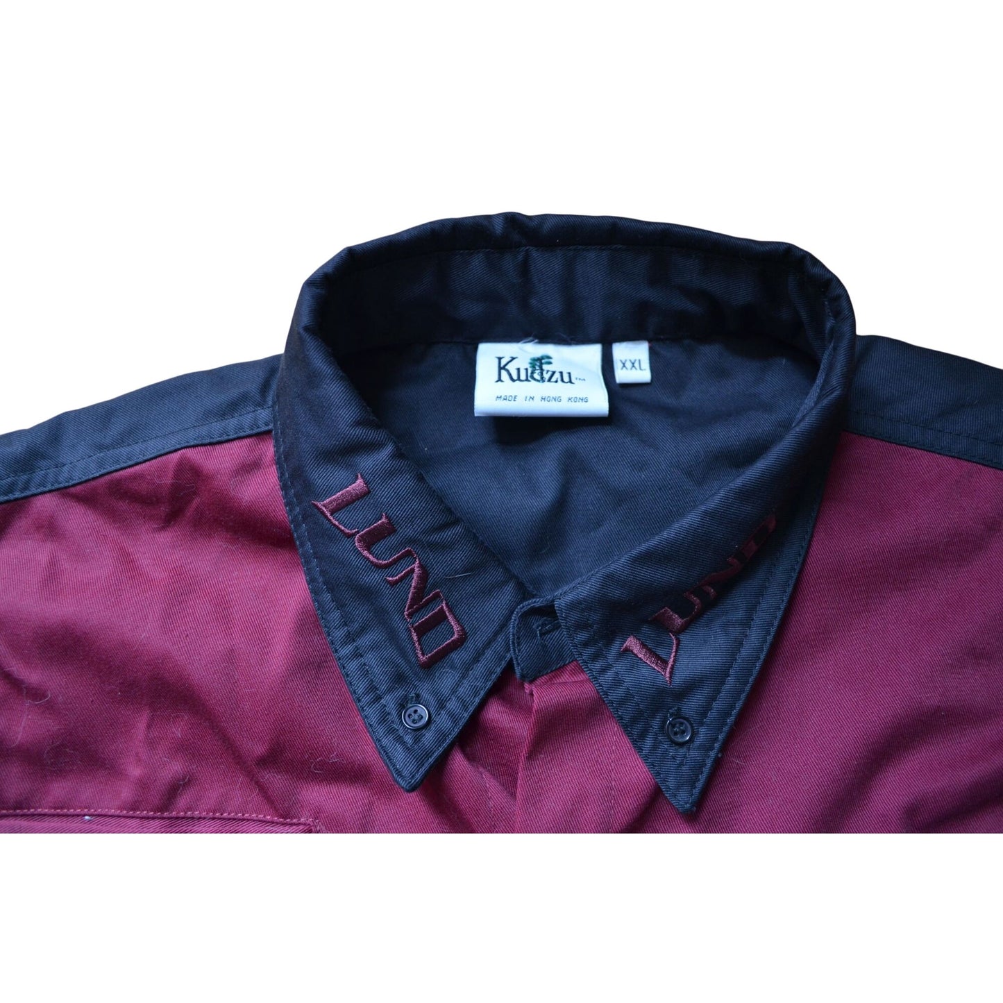 Vintage Lund Boats Embroidered Long-Sleeve Shirt Men's XXL Button-Up Maroon