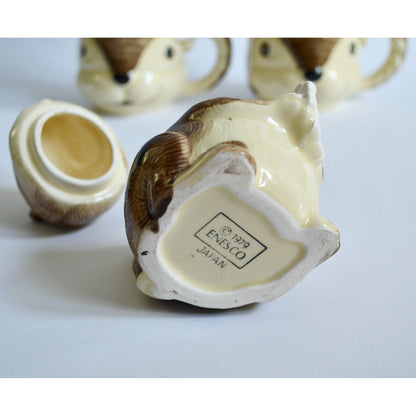 Enesco 1979 Japan Squirrel Chipmunk Anthropomorphic Mugs Creamer & Sugar Set