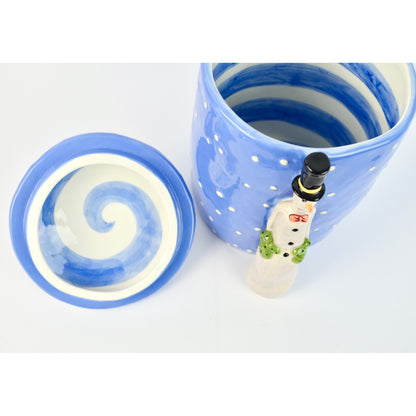 Department 56 Snowman Cookie Jar Blue