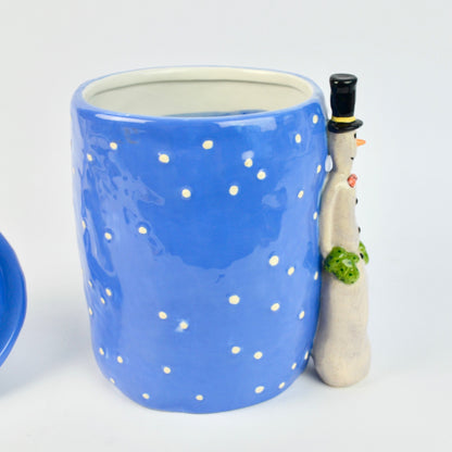 Department 56 Snowman Cookie Jar Blue