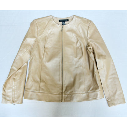 Dialogue Champagne Leather Metallic Women's Jacket Medium