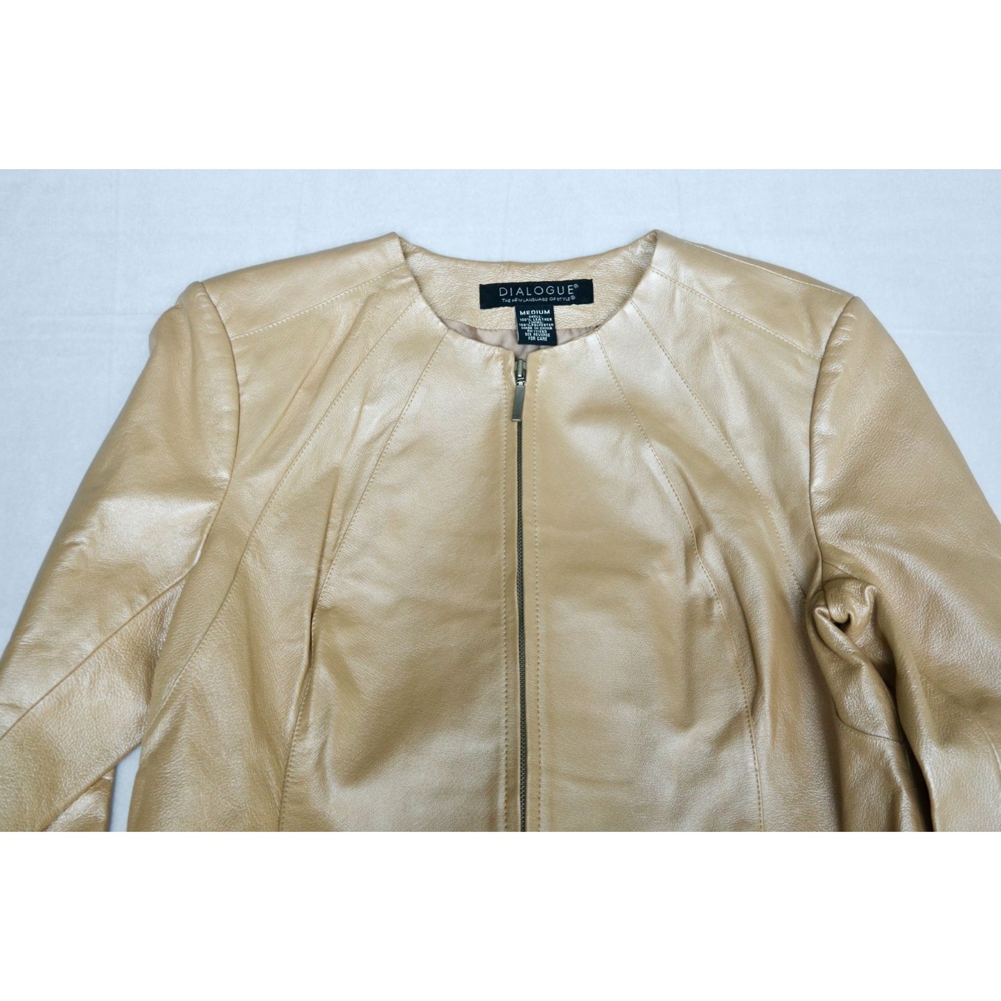 Dialogue Champagne Leather Metallic Women's Jacket Medium