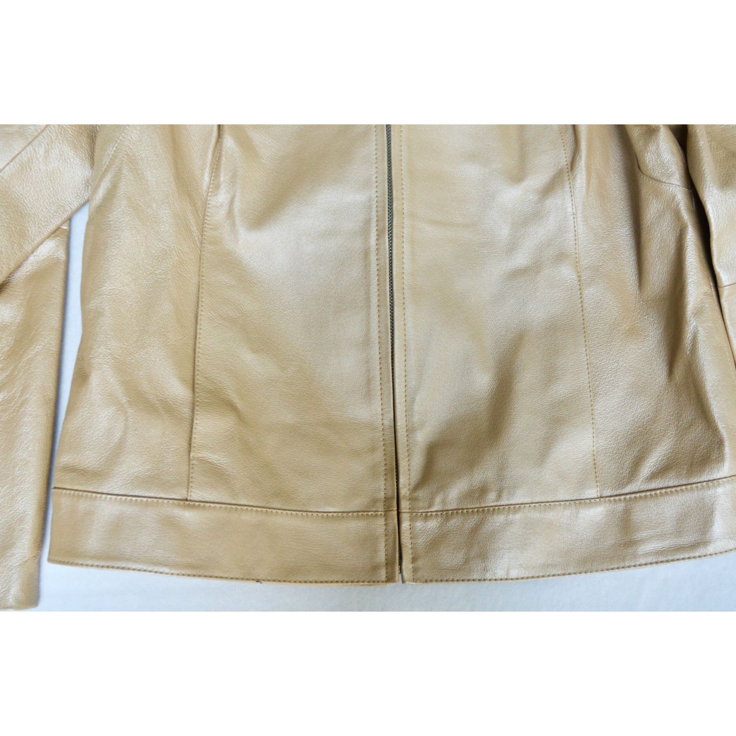 Dialogue Champagne Leather Metallic Women's Jacket Medium