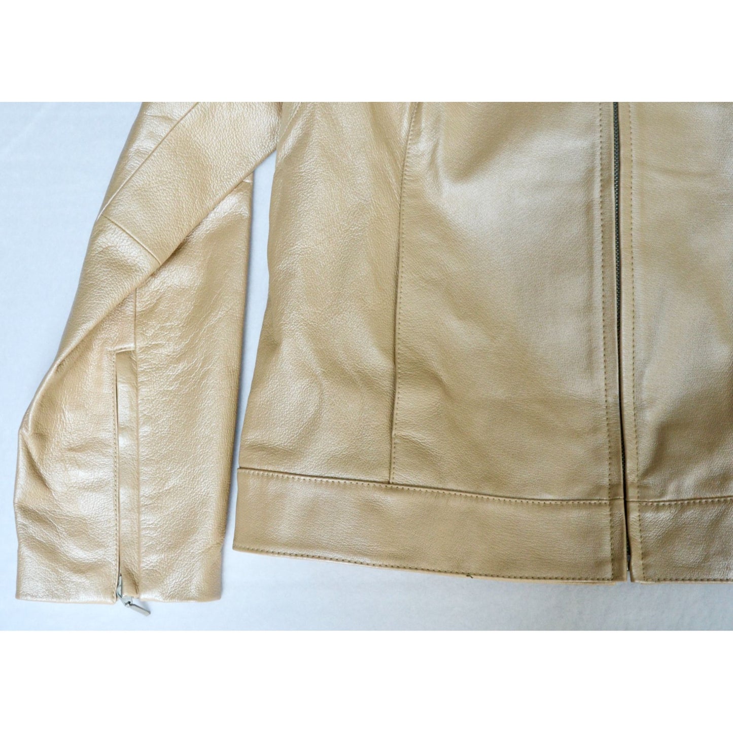 Dialogue Champagne Leather Metallic Women's Jacket Medium
