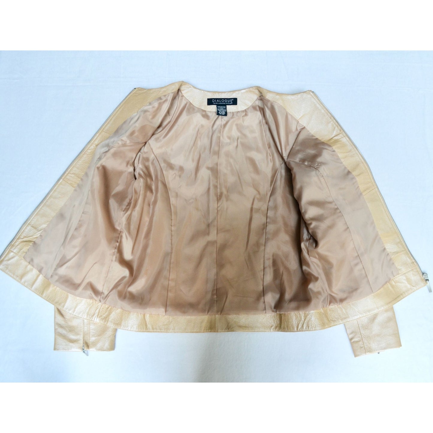 Dialogue Champagne Leather Metallic Women's Jacket Medium