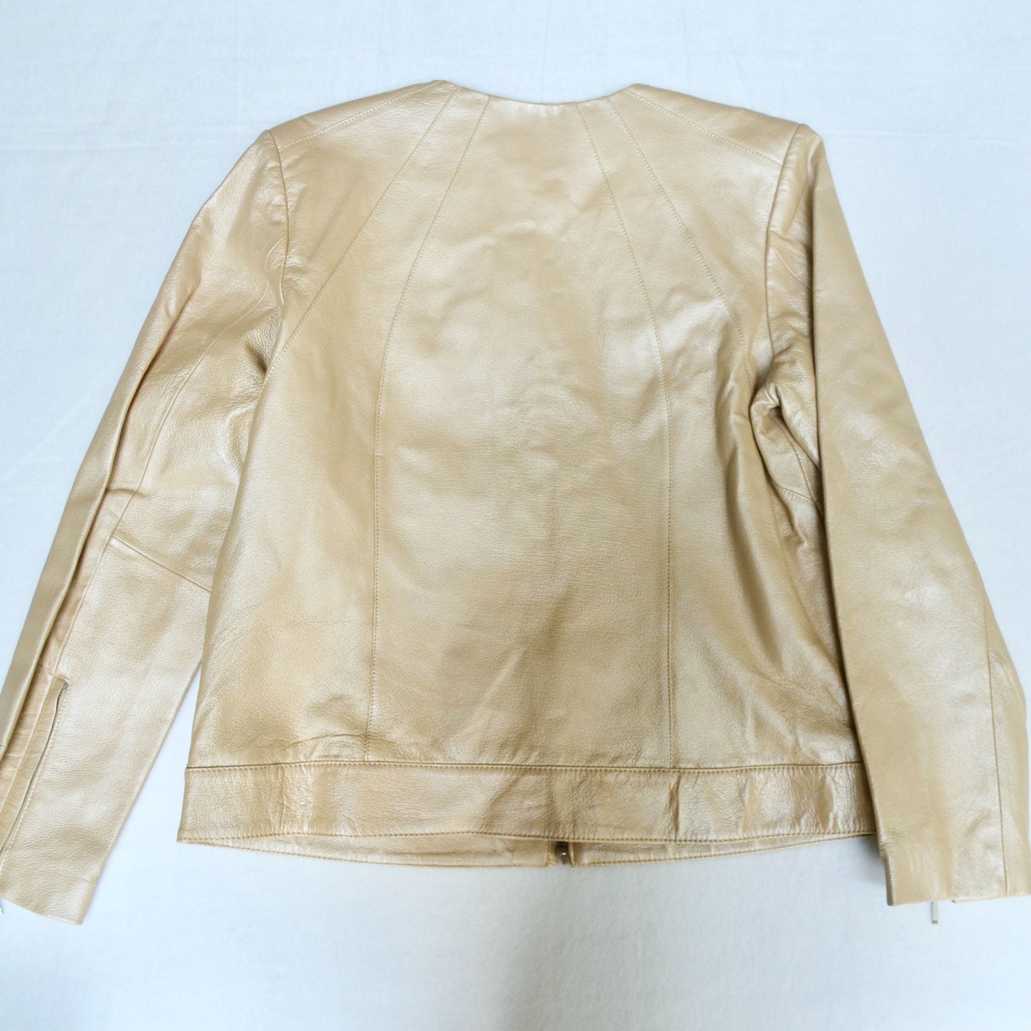 Dialogue Champagne Leather Metallic Women's Jacket Medium