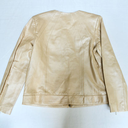 Dialogue Champagne Leather Metallic Women's Jacket Medium