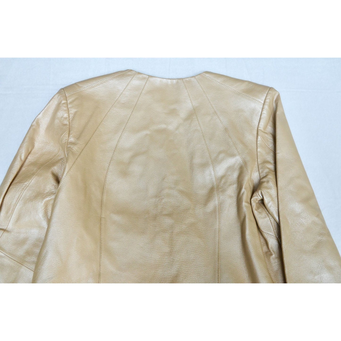 Dialogue Champagne Leather Metallic Women's Jacket Medium