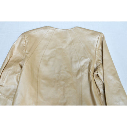 Dialogue Champagne Leather Metallic Women's Jacket Medium