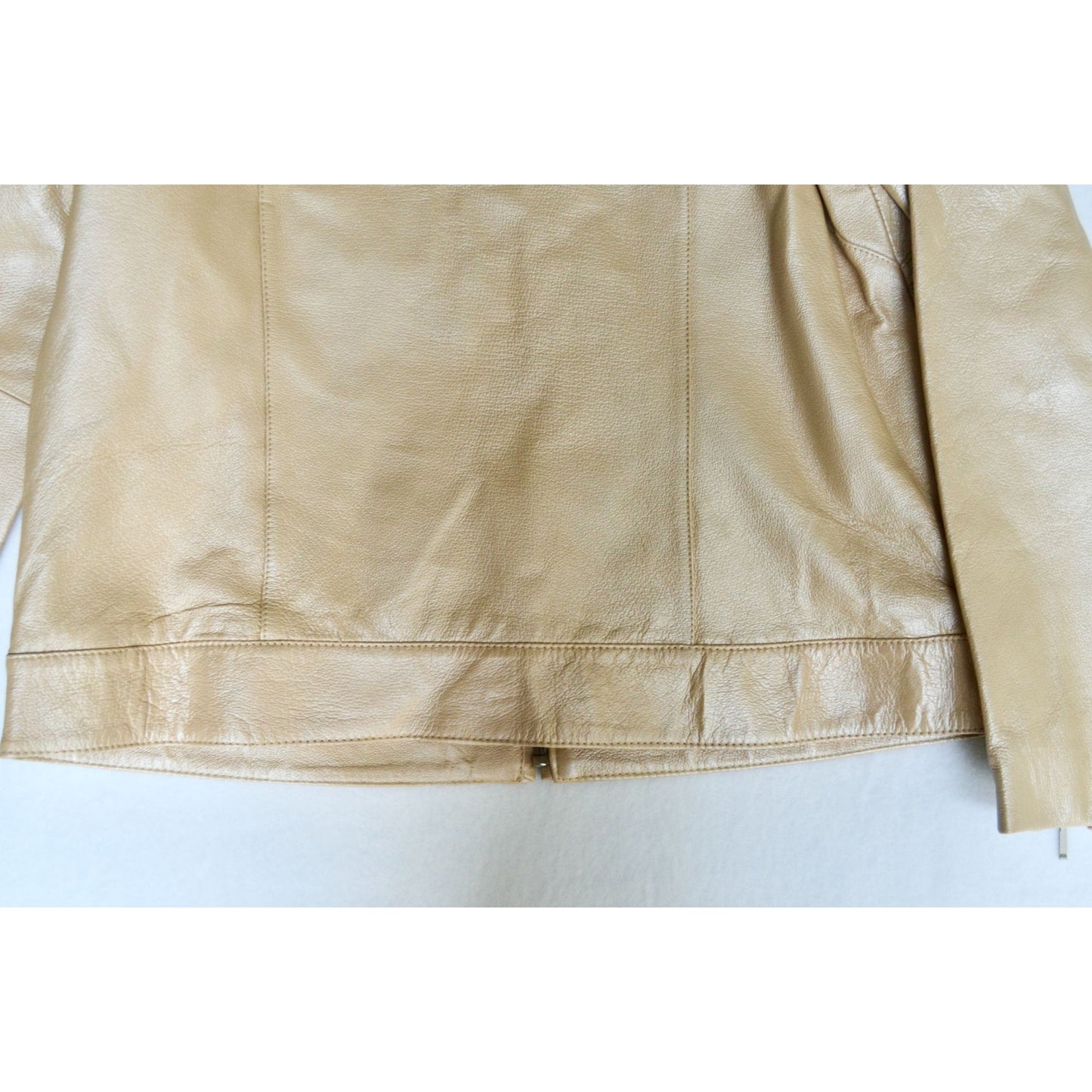 Dialogue Champagne Leather Metallic Women's Jacket Medium